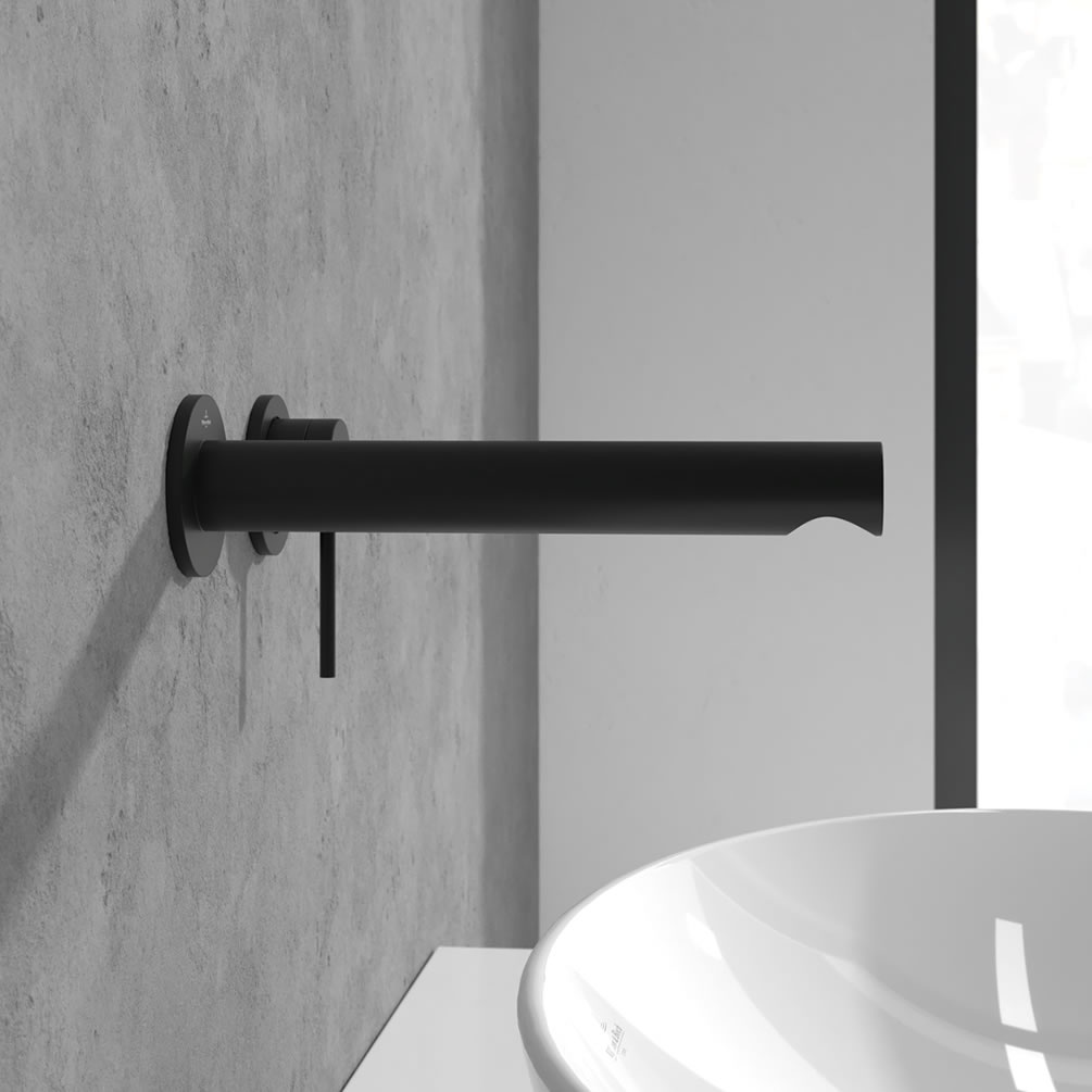 Lifestyle image of Villeroy & Boch Loop & Friends Matt Black Wall-Mounted Basin Tap